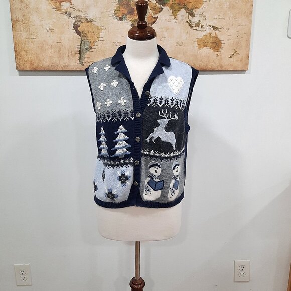 Vtg 90s winter theme knit vest - North Crest brand - Picture 11 of 11